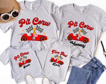 Fast One Pit Crew Birthday Shirt: Car Race Family Tee