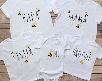 Bee First Birthday Family Matching Shirts: Bumble Bee Theme