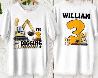 Excavator 3rd Birthday Shirt: Boys Construction Theme