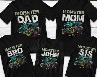 Personalized Monster Truck Birthday Shirt: Custom Name Family Matching