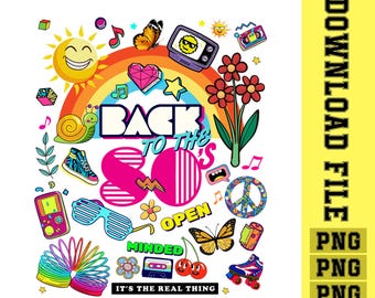 Retro 80s PNG Clipart: Vintage Illustration Graphic (Digital Download)