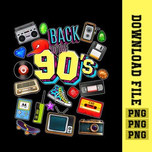 Back To 90s Retro Png 90s Vintage 90's Png Vibes 1990s Nineties Png Digital Download