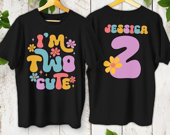 Two cute shirt, 2nd birthday shirt, birthday girl shirt, 2nd birthday outfit, toddler birthday shirt, retro groovy birthday girl , two year
