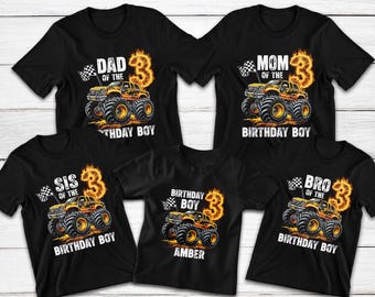 Monster Truck Birthday Shirt: Custom Family Matching Party Tee