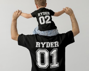 Matching Dad and Baby Jersey Shirts: Custom Name & Number