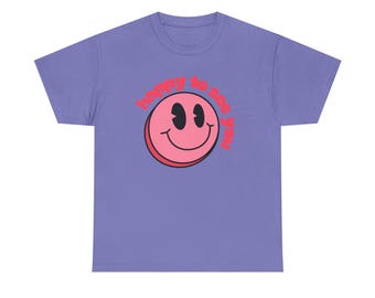Happy to See You Unisex Heavy Cotton Tee | Fun Graphic T-Shirt for Casual Wear, Gifts, Birthdays, Summer Vibes, Retro Style