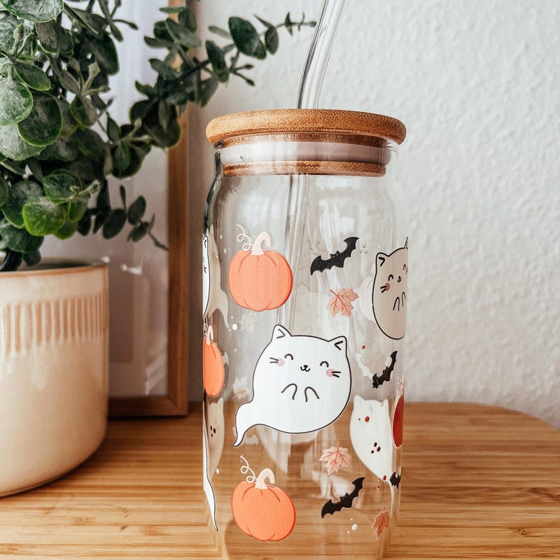 Tressora 16 Oz Glasbecher Mit Deckel & Strohhalm - Coquette Bow Design In Rosa