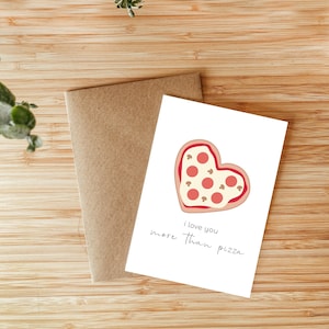 Pizza Grußkarte | Herz | DIN A6 | Süße Liebeskarte | Mit oder ohne Umschlag | Handgemachte Karte für besondere Anlässe