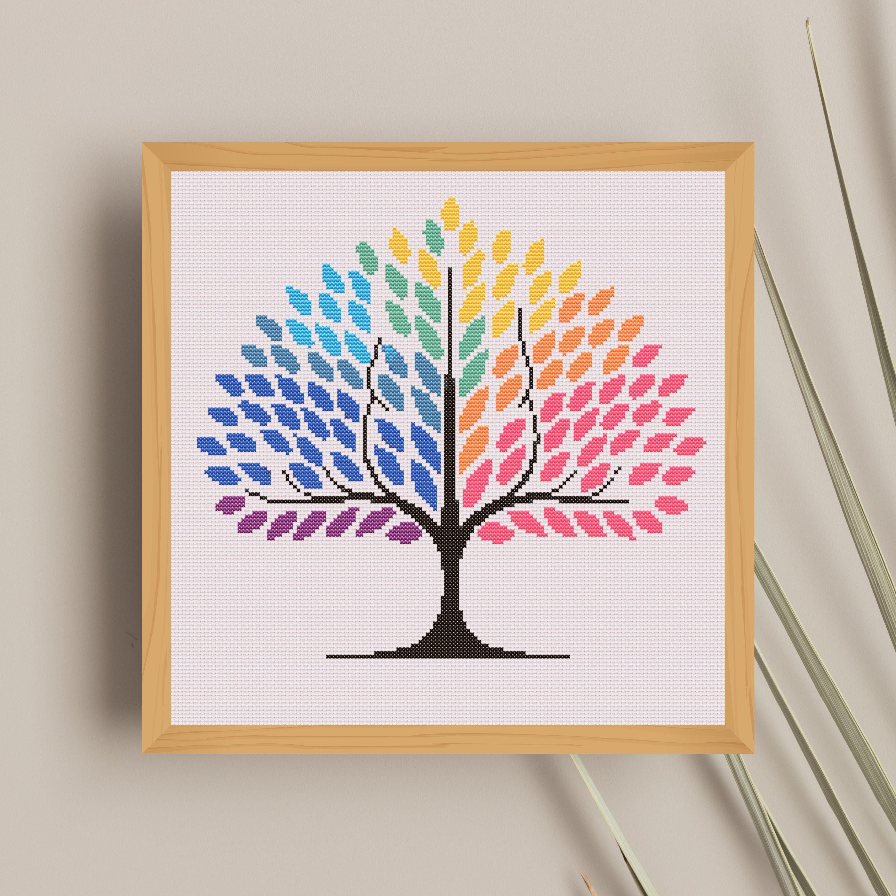 Temperature Tree Pattern Rainbow Tree Cross Stitch Pattern PDF - This is Not a Temperature Tree ...