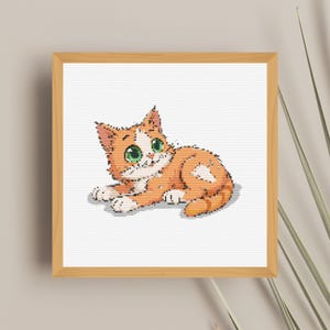 Yellow Cat Cross Stitch Pattern: Kitten X-Stitch (PDF)