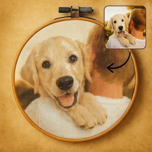 Aangepast kruissteekpatroon huisdier van foto, gepersonaliseerd borduurpatroon dierenportret, digitale pdf-grafiek, cadeau huisdier, patroonhouder