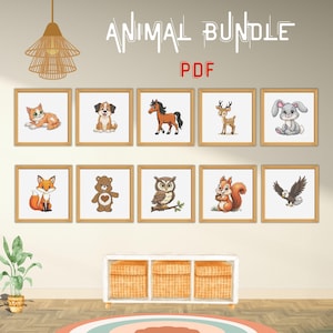 Conjunto de padrões de ponto cruz para bebês: urso, raposa e coruja (download em PDF)