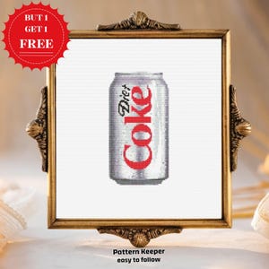 Diet Coke Can Cross Stitch Pattern | Soda Can Embroidery PDF | Instant Download for Retro Decor