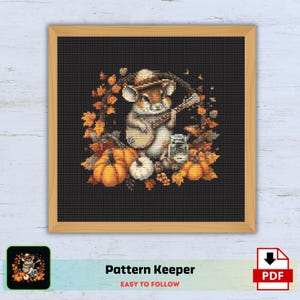 Possum Fall Cross Stitch Pattern: Autumn Wreath (Digital PDF)