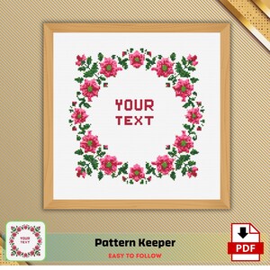 Custom Floral Text Cross Stitch Pattern (Digital Download)