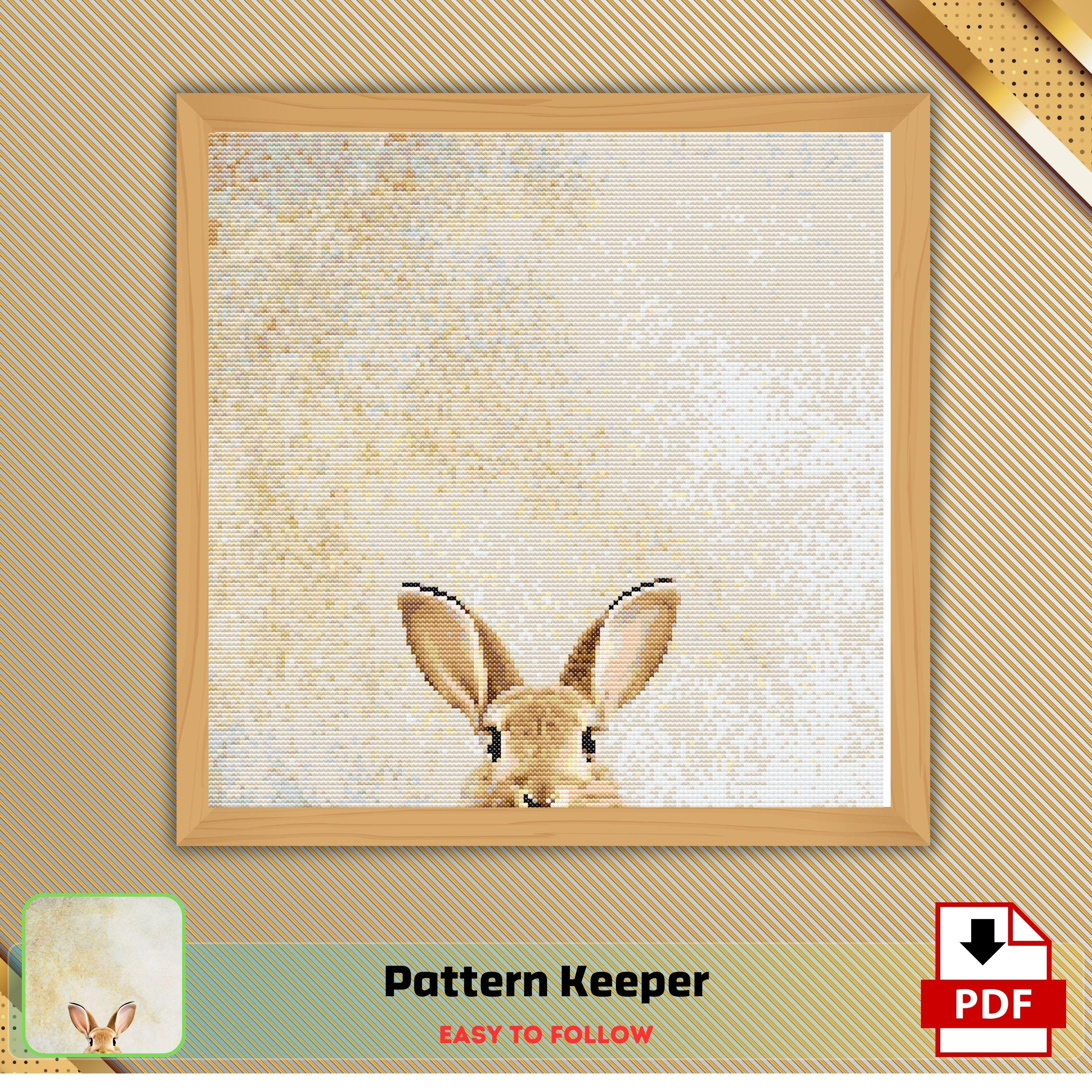 Peeking Bunny Cross Stitch Pattern, Cute Rabbit Head PDF, Minimalist Nursery Embroidery Chart, Woodland Animal Design, Instant Download