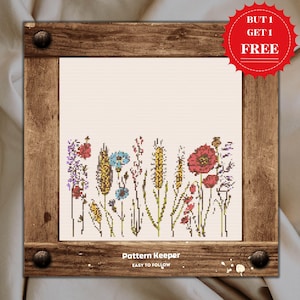 Wildflowers Cross Stitch Pattern: Watercolor Meadow Embroidery (PDF Download)