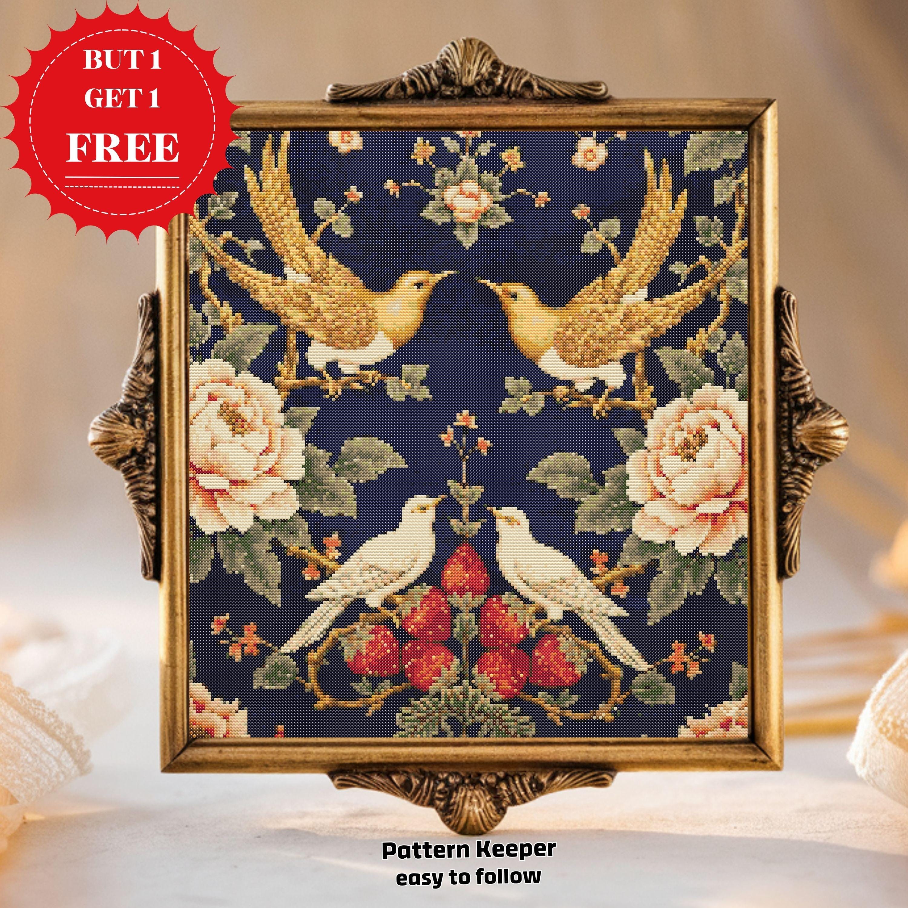 ウィリアム・モリス いちご泥棒 クロスステッチ パターン