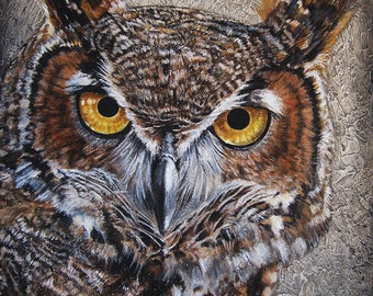 Cindy's Owl, signed and matted great horned owl print from an original painting by Eden Bachelder