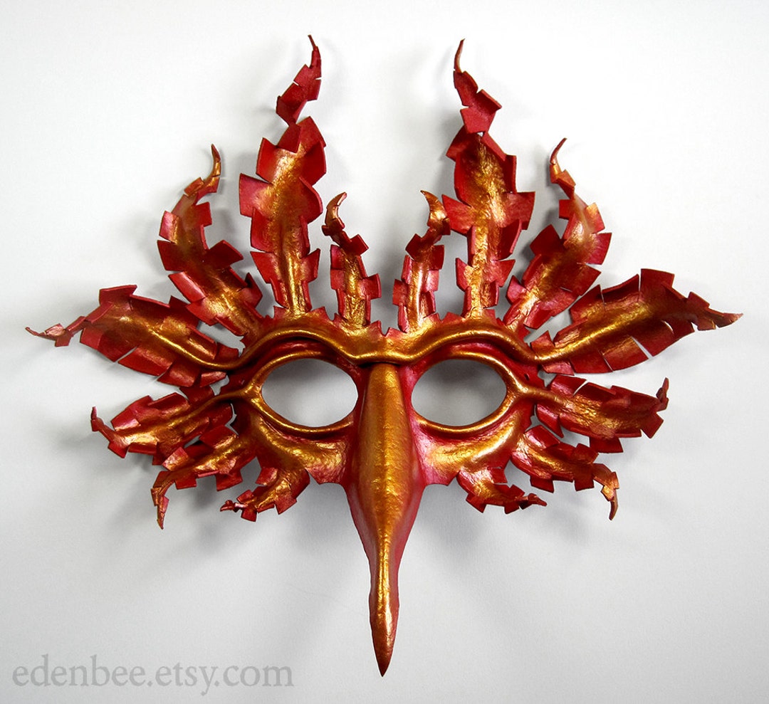 Large Firebird Leather Mask, Hand-molded Leather, Hand-painted in ...