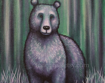 Friend Shaped, original bear painting on canvas, by Eden Bachelder, 8" x 10"