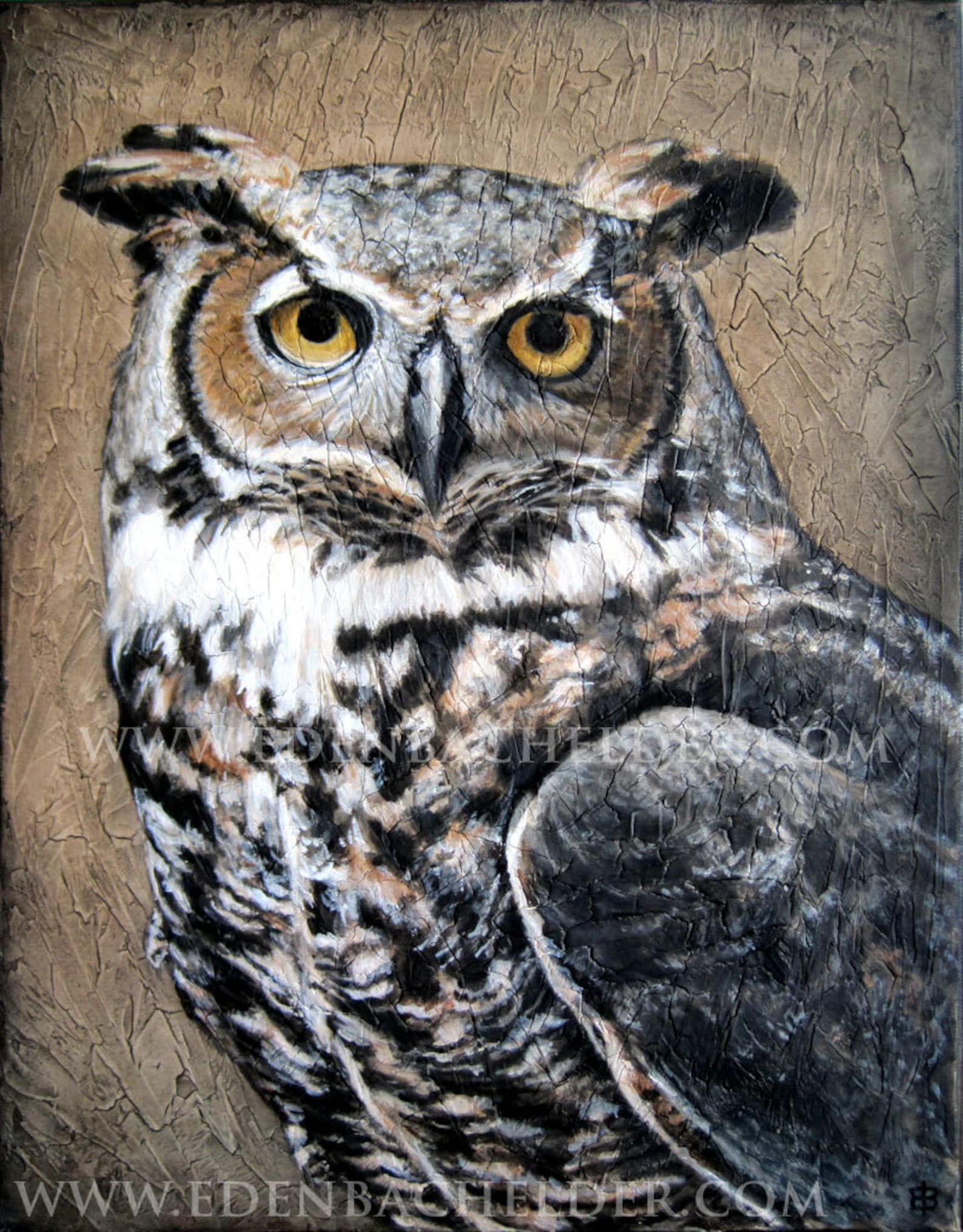 Great Horned Owl Signed and Matted Print From an Original Painting by ...