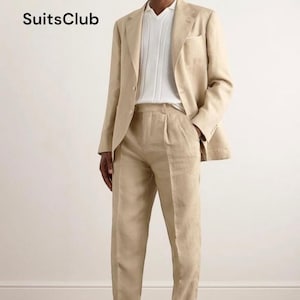 Men Suit - Men Linen Suit - Party Wear Suit - Groom Wedding Wear - Beach Wedding Wear - Slim Fit Suit - Suit For Prom - Men's Clothing