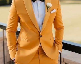 Yellow Tuxedo Suit - Men Wedding Suit - Suit For Men - Groom Wedding Wear - Wedding Wear Suit - Groom Wedding Suit - Men Wedding Clothing