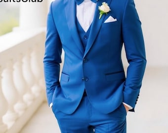 Royal Blue Terracotta Three-Piece Suit – Wedding Tuxedo