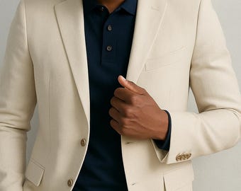 Cream Linen Suit - Men Wedding Suits - Groom Wear Jacket - Prom Dress - Party Wear Outfit