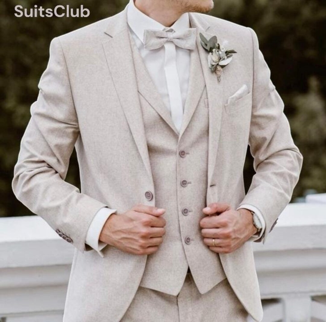 Timeless White Groom & Groomsman Suits for Your Wedding Party with Linen main image 0