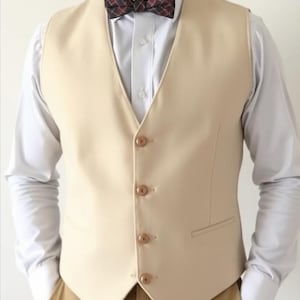 Ivory Cotton Groom Vest: Formal Wedding Waistcoat