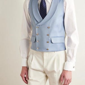 Blue Formal Vest - Guy&#39;s Waistcoat - Gift For Groom - Men Formal Vest - Party Wear Vest - Light Blue Waistcoat - Groom Wedding Wear Clothing