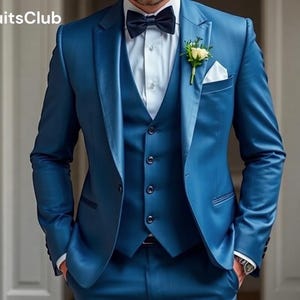 Wedding Wear Suit - Blue Tuxedo Suit - Suit For Groom - Groom Wedding Wear - Men Blue Suit - Suit For Men - Party Wear Suit - Slim Fit Suit