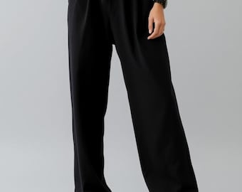 Black Cotton Palazzo Pants – Women's Formal Trousers