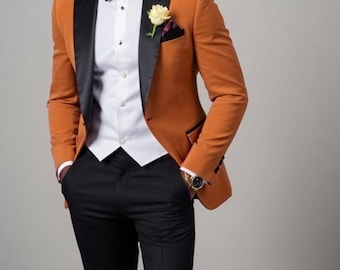 Orange Tuxedo Suit – Men's Bespoke 2-Piece Wedding Suit