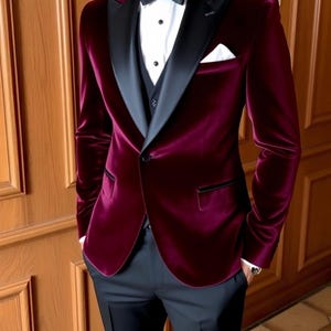 Men&#39;s Clothing - Men Velvet Suit - Men Velvet Blazer - Men Tuxedo Suit - Suit For Groom - Party Wear Jacket - Suit For Prom - Groom Suits