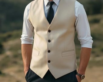 Männer Beige maßgeschneiderte Weste - Hochzeit tragen Weste - Geschenk für Mann - Bräutigam Westen