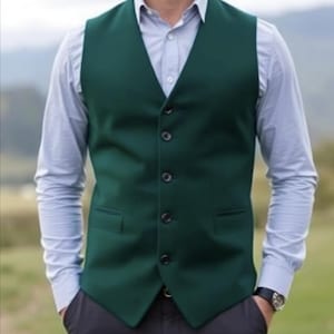 Green Traditional Vest For Men Groom Wedding Wear Men&#39;s Formal Waistcoat Prom Jacket