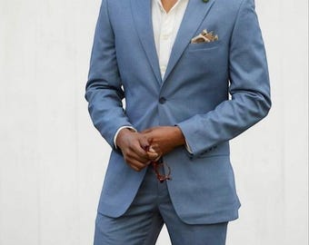 Blue Terracotta Slim Fit Suit – 2 Piece Wedding Suit