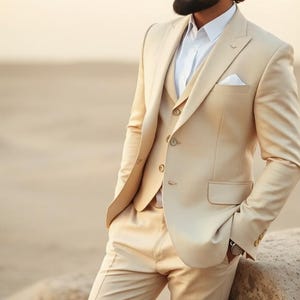 Ivory Men Suit - Wedding Wear Suits - Partywear Dress - Gift For Groom