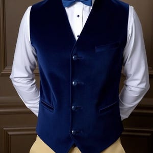 Blue Velvet Groom Vest: Formal Wedding Waistcoat