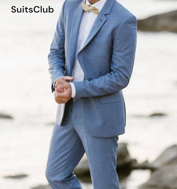 Light Blue Linen Suit Linen Wedding Wear Linen Wedding Suit