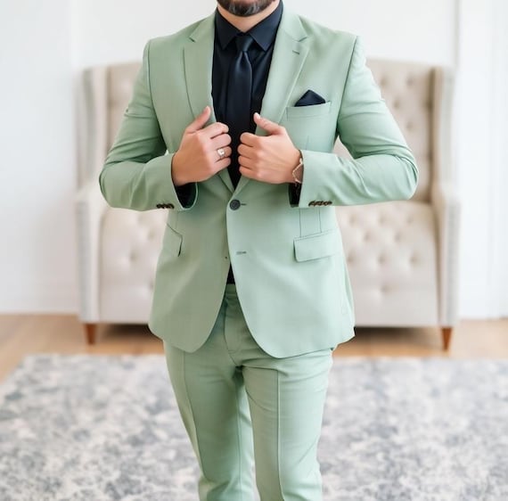 Sage Green Suit for Groom Wedding Wear - Men Party Suits - Prom Men's  Clothing - Etsy Israel