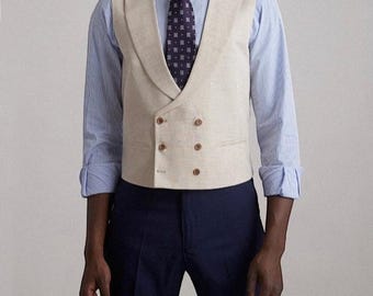 Linen Vest Men - Men Formal Vest - Gifts For Groom - Groomsmen Vests - Party Wear Vest - Waistcoat For Men - Guy's Waistcoat - Gift For Dad