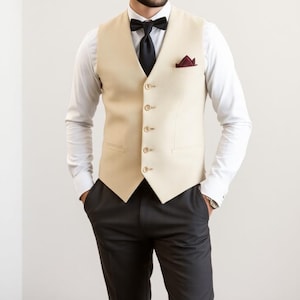 Ivory Formal Vest Men Wedding Wear - Men&#39;s Clothing - Bespoke Formal Waistcoat