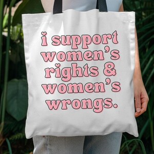 Brilliant x Wild women&#39;s rights women&#39;s wrongs canvas tote bag gift best friend birthday funny feminist tote Christmas present sister gift