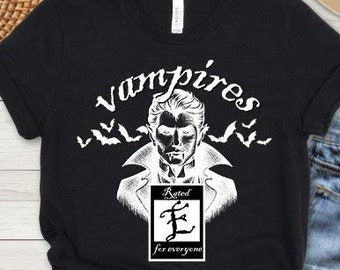 Vampires bewertet E T-Shirt | Lustiges Halloween-Grafik-T-Shirt