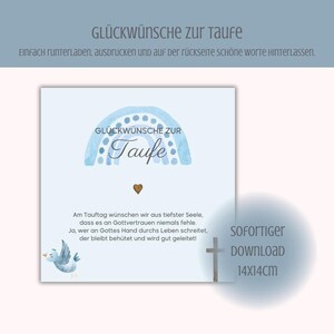 Glückwünsche Taufe | Karte Taufe | Taufe Geschenk | Quadratische Taufkarte blau