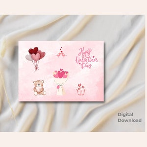 Cartão postal digital do Dia dos Namorados – Download instantâneo | Cartão de amor para imprimir